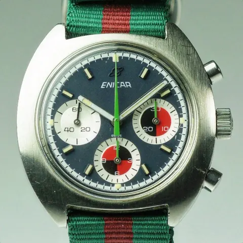 Ocean Pearl chronograph with a blue dial, red and white registers and green chronograph hand