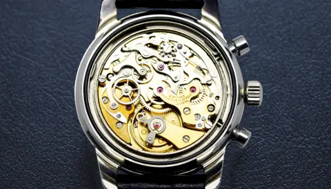 Aqua Graph with the caseback off, showing the Valjoux 72 movement