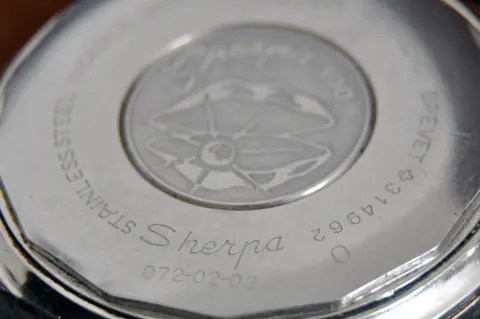 Aqua Graph caseback with the Sherpa 300 medallion and 072-02-02 stamped below