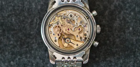 Sherpa Graph with the caseback off, showing the Valjoux 72 movement