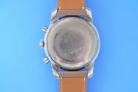 Caseback of a Sherpa Graph MkI on a brown strap