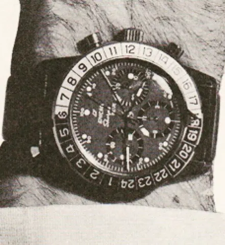 Close-up from the same 1965 page: the Sherpa Pilote's chronograph dial inside a 1 to 24 hour bezel